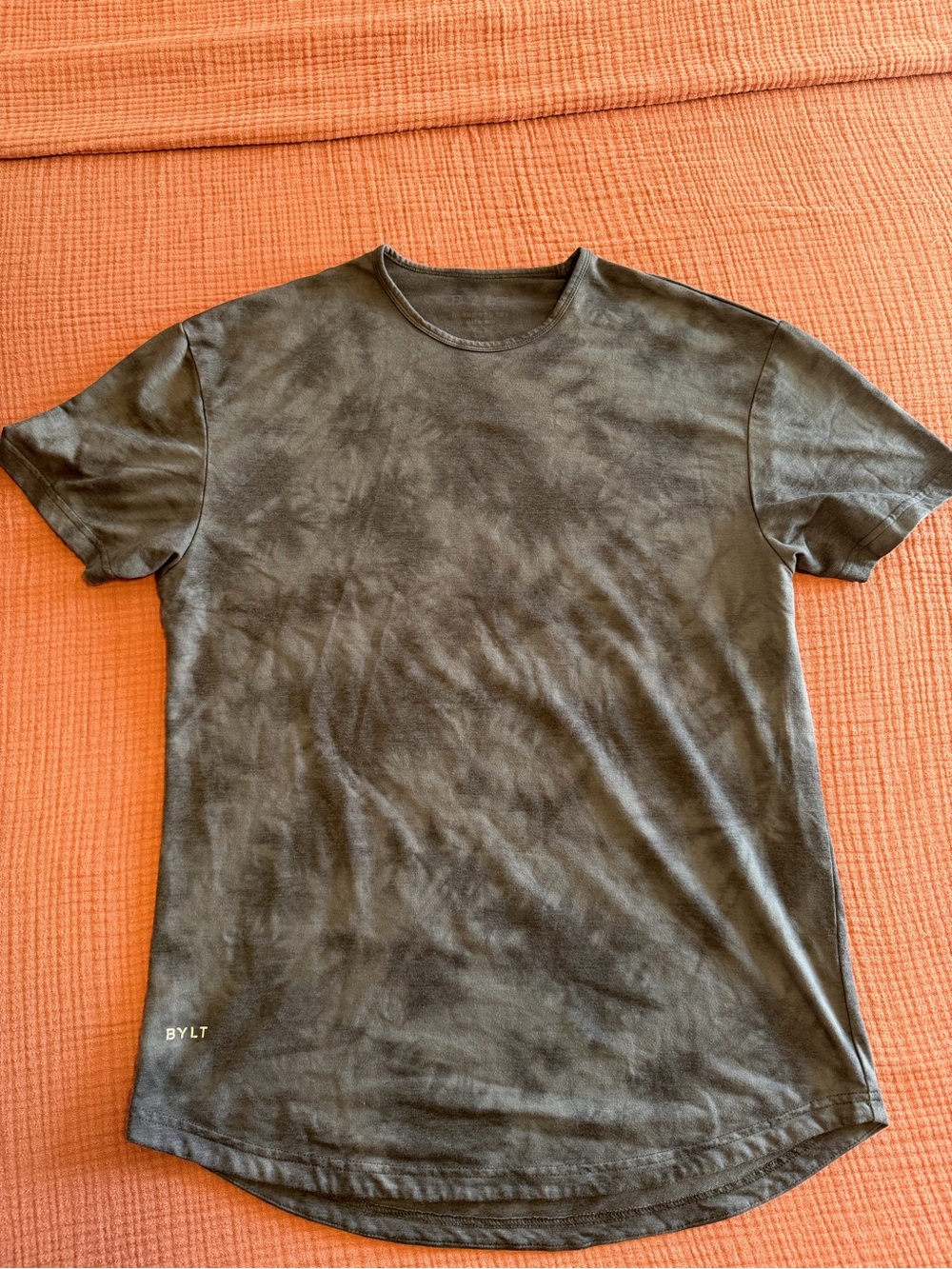 BYLT Basics Men’s Large Drop-Cut T-Shirt Black Tie Dye Crew Neck Tee